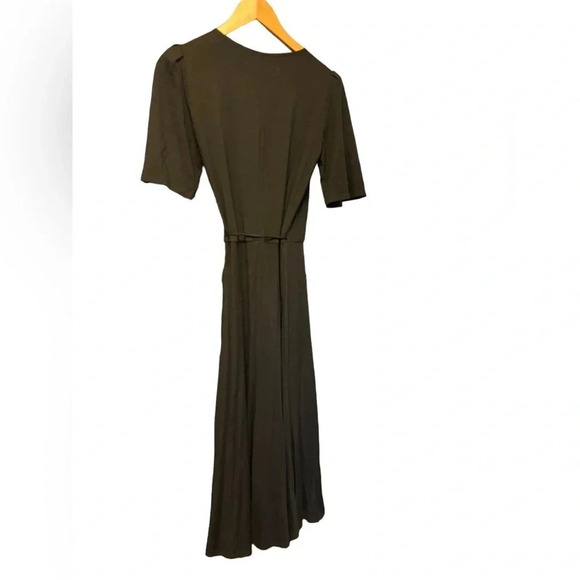 Reformation Women Laurel Wrap Dress Midi Short Sleeve Black Size Extra Small - Picture 2 of 6